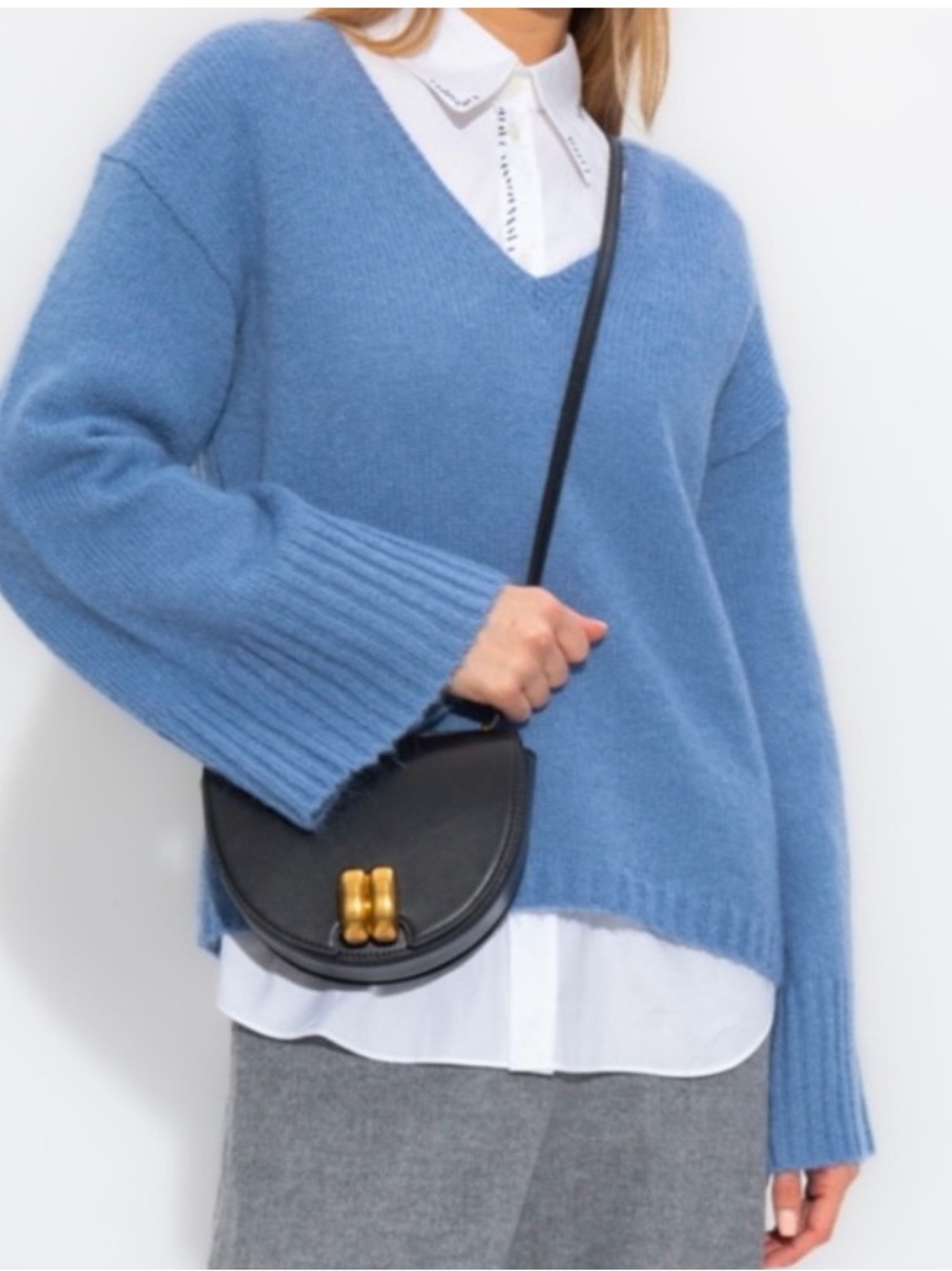 BY MALENE BIRGER CIMONE MOHAIR WOOL V NECK WIDE SLEEVE SWEATER LARGE